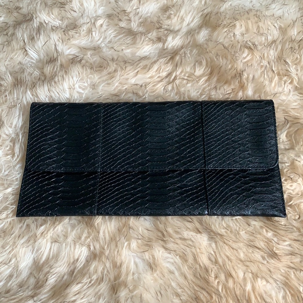 Faux Crocodile Jessica McClintock Flap Clutch